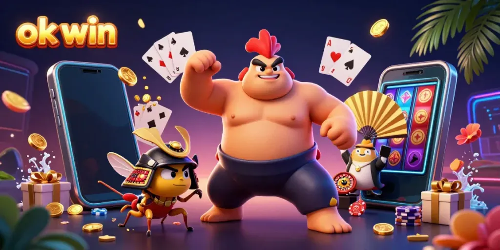 Engage in ok win strategy with energetic characters in a colorful casino setting