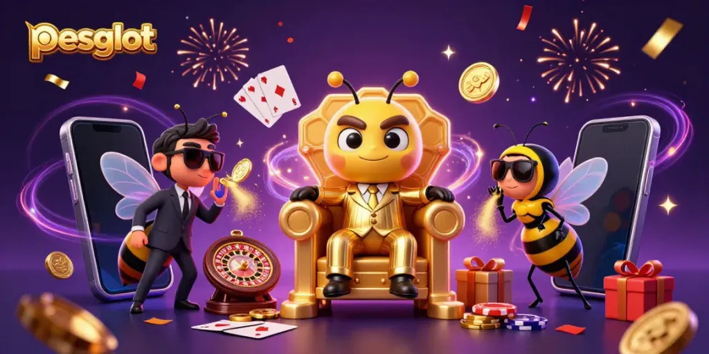 Jelajahi pesgslot dengan raja lebah 3D dan fitur permainan menarik