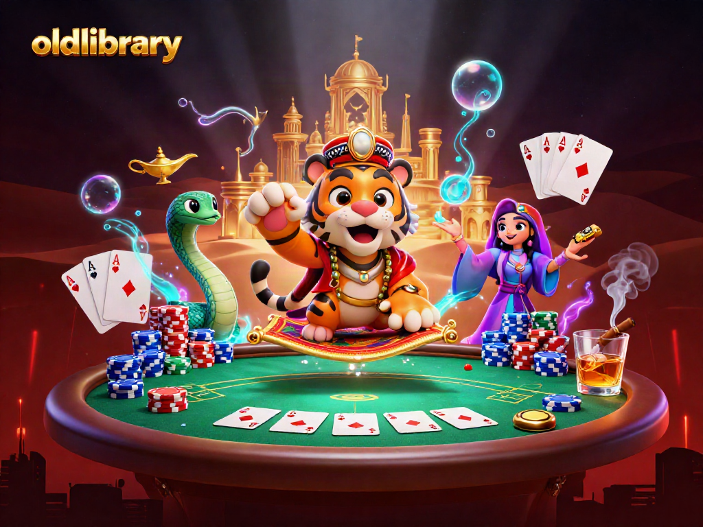 Experience thrilling gameplay at oldlibrary with a vibrant, 3D Arabian Nights casino scene.