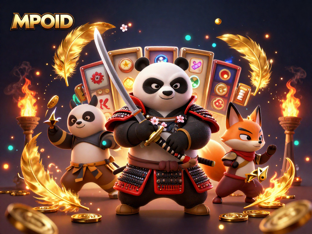 MPOID engages players with thrilling slot adventures, showcasing 3D animated characters and vibrant casino elements.