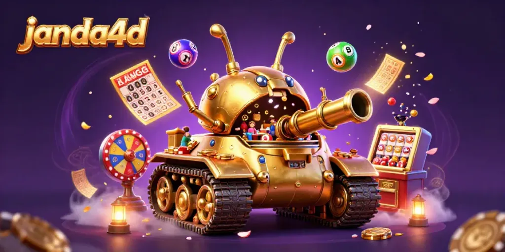 Permainan menarik di janda4d dengan tank kasino emas dan elemen slot yang memikat.