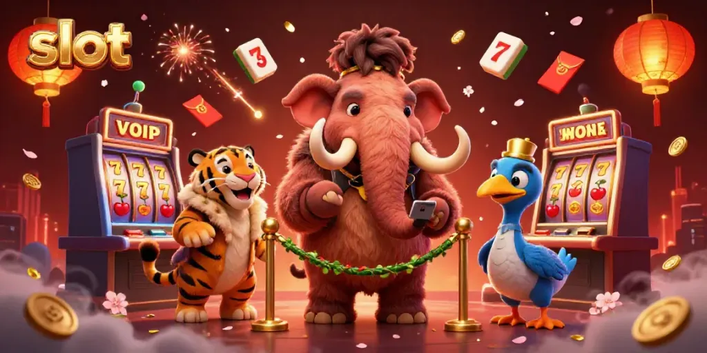Engage with thrilling slot machines featuring lucky 7s, jackpot counters, and colorful characters.