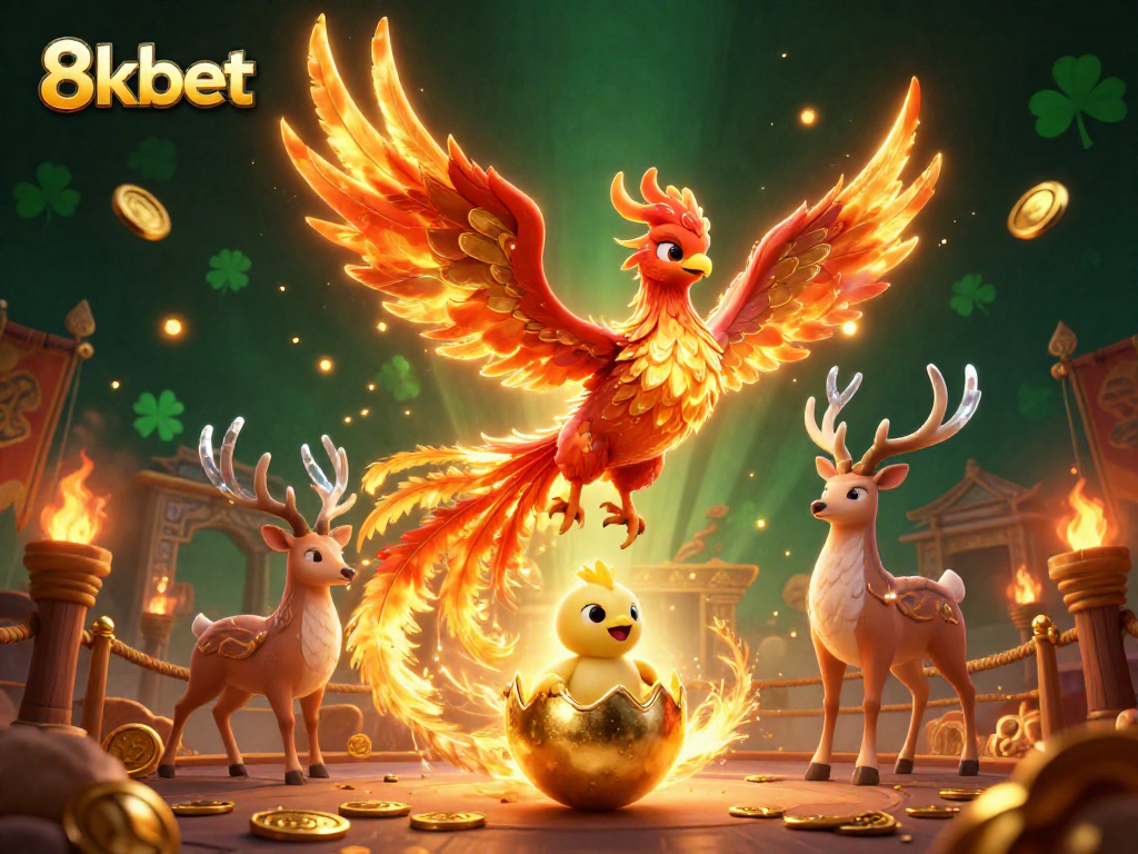 Experience the thrilling action of 8kbet's dynamic games featuring flaming phoenix elements.