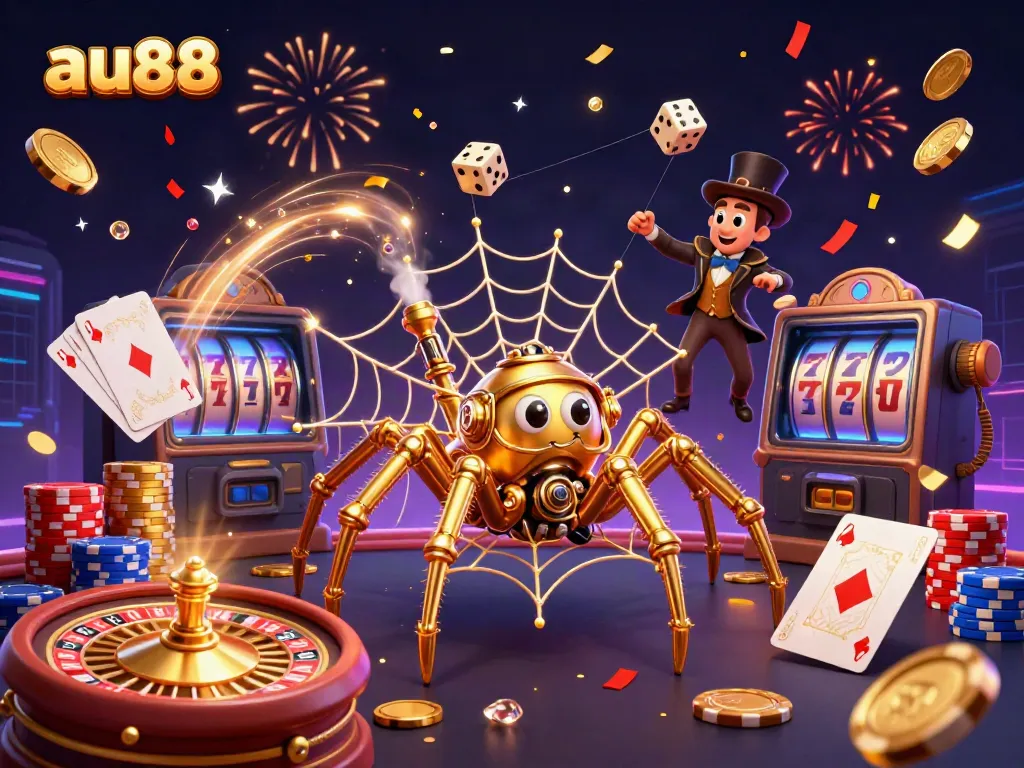 Experience thrilling games at au88 with a lively steampunk casino scene filled with golden charms.