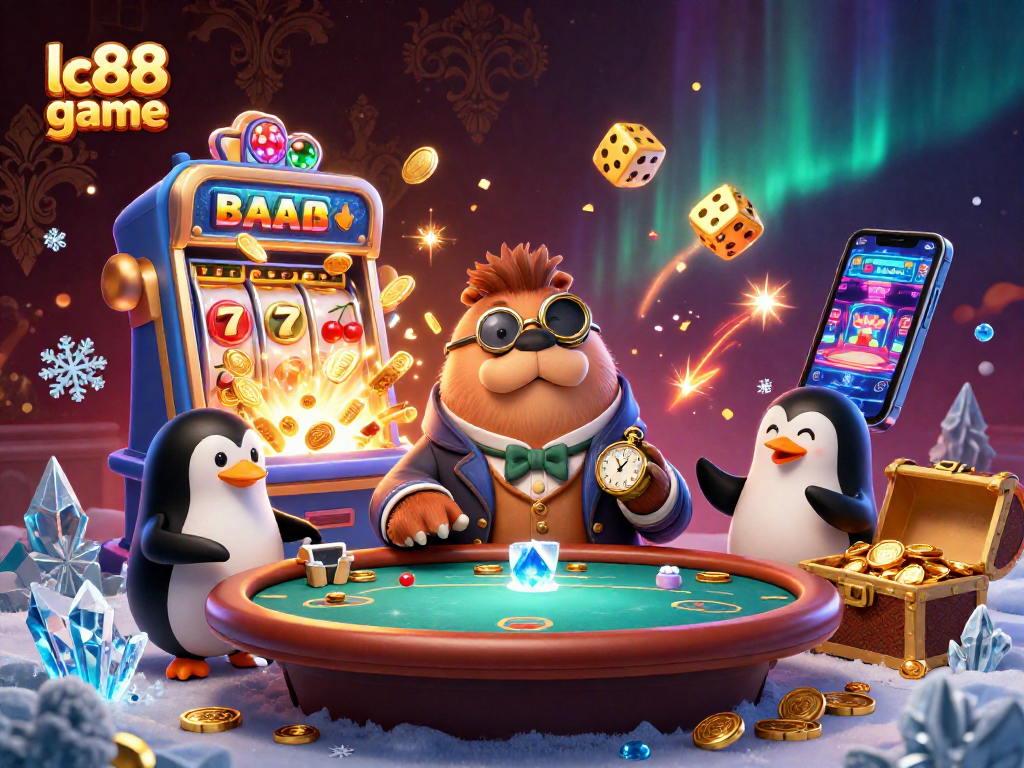 Win big with lc88 game while enjoying a dramatic underwater poker scene with animated characters.