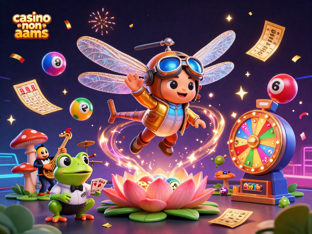 Gioca nel casino non AAMS con l'illustrazione di un pilota e un croupier tra feste di jackpot.