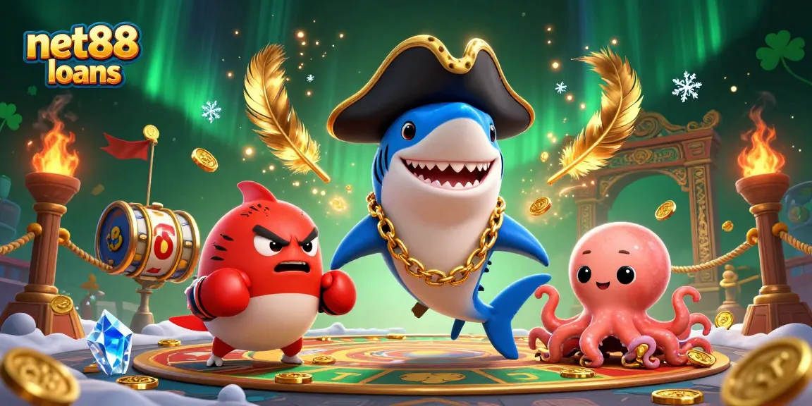 Win big with net88 loans in this vibrant 3D casino scene featuring dynamic characters and elements.