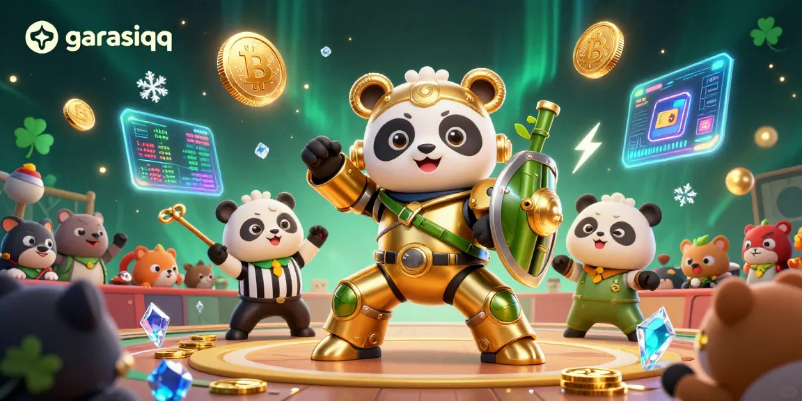 Engage with garasiqq in a vibrant 3D casino battle showcasing crypto elements and dynamic gaming interactions.