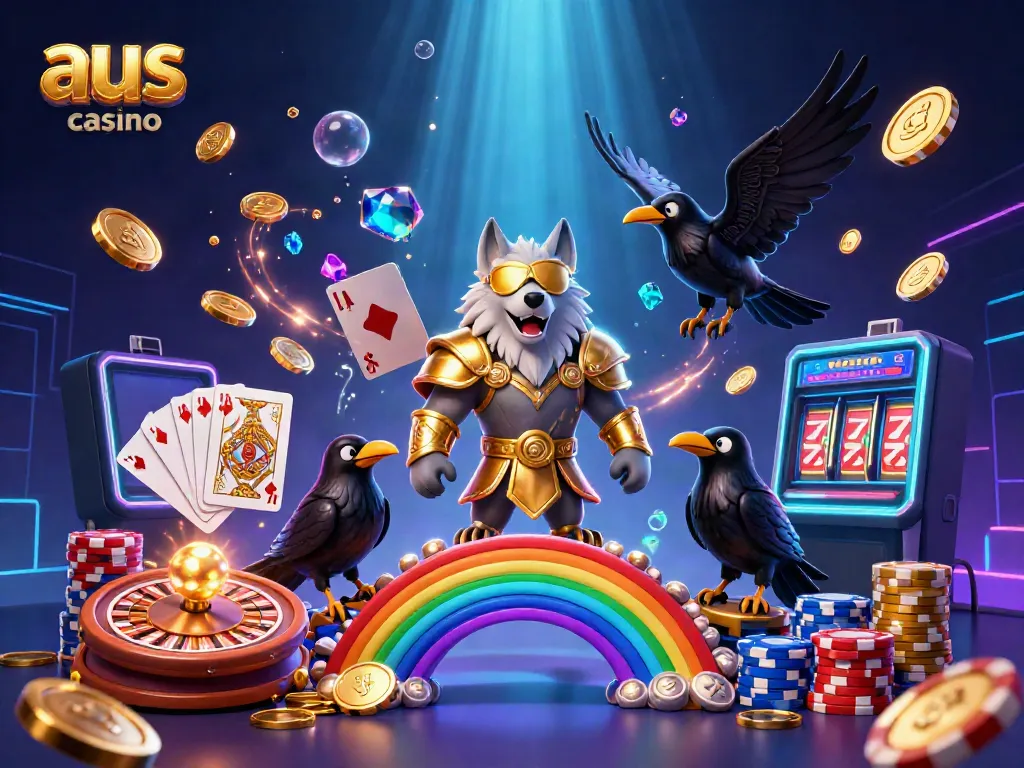 Experience the excitement at aus online casino with a vibrant 3D Norse scene featuring Odin and his ravens.