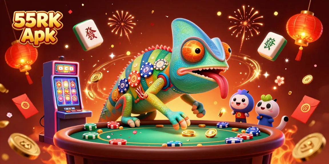 Engage with the exciting 55RK Apk experience featuring a vibrant casino scene.
