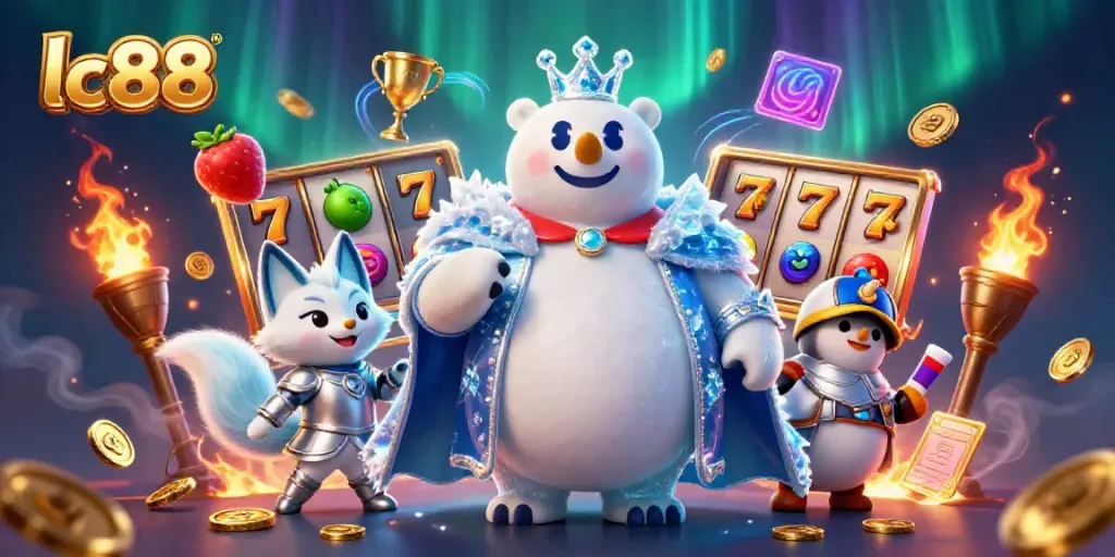 Experience the thrill of lc88 with an exciting 3D casino scene featuring a polar bear and snow fox.