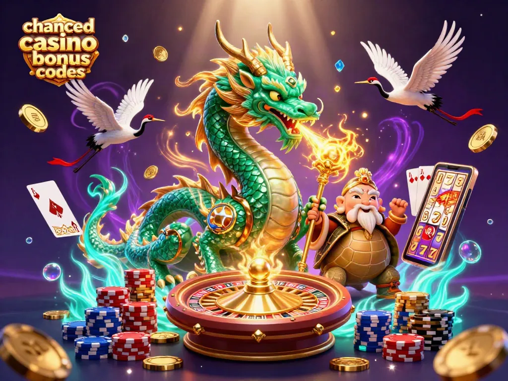 Activate your luck with chanced casino bonus codes while surrounded by golden coins and vibrant game elements.