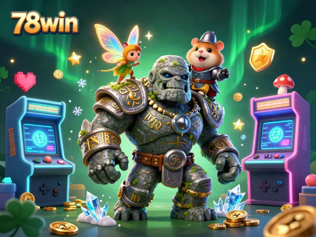 Engage with 78win's vibrant casino fantasy featuring magical characters and arcade games.