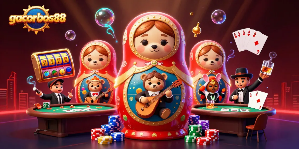 Engage with gacorbos88 through vibrant slot reels and colorful casino action in a dynamic illustration