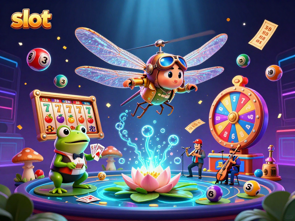 Slot mesin memberi pengalaman bermain yang seru dengan karakter kasino berwarna-warni.