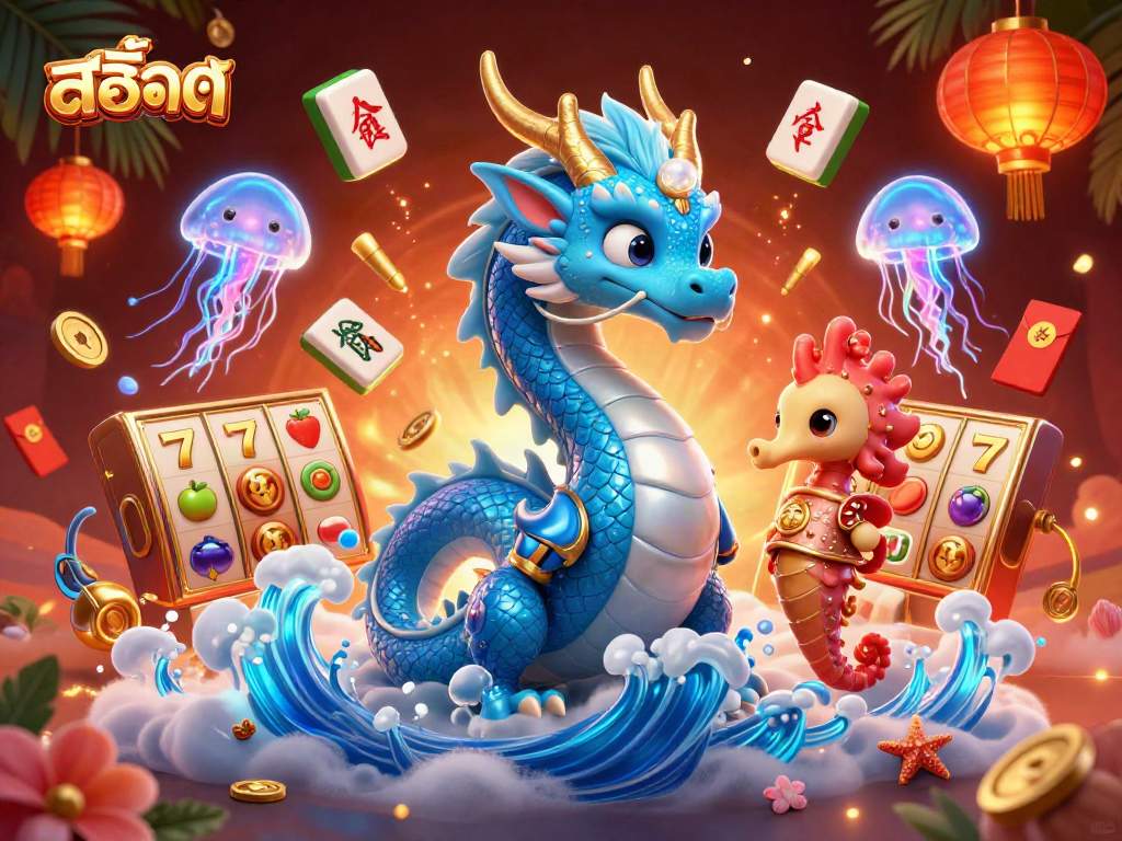 Spin the reels of สล็อต with vibrant 3D characters in a dynamic casino scene.
