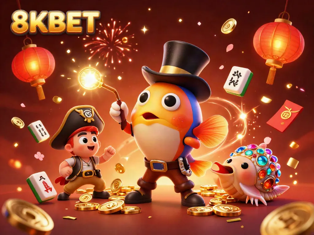 Interact in the vibrant 8KBET world with the glowing anglerfish, pirate shrimp, and treasure snail amidst golden coins.