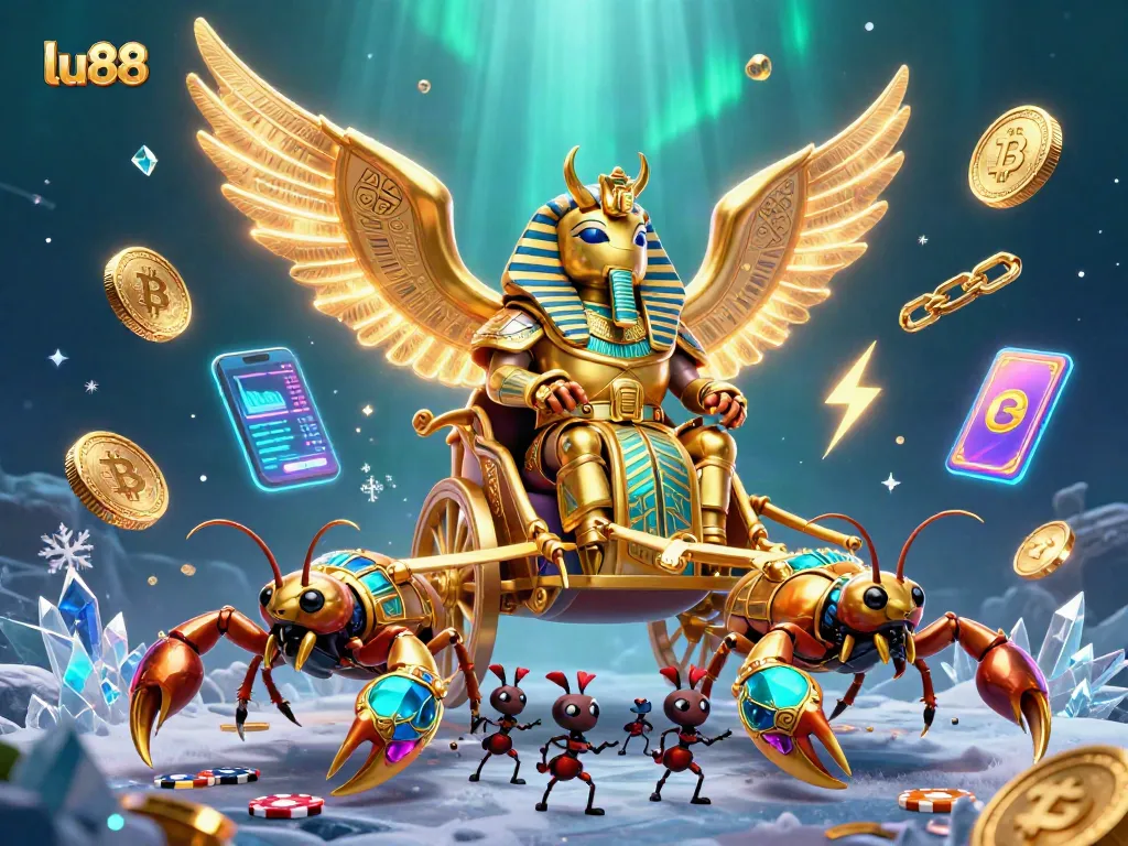 Win big at lu88 with a grand illustration showcasing a gaming adventure filled with fortune symbols and winning elements.
