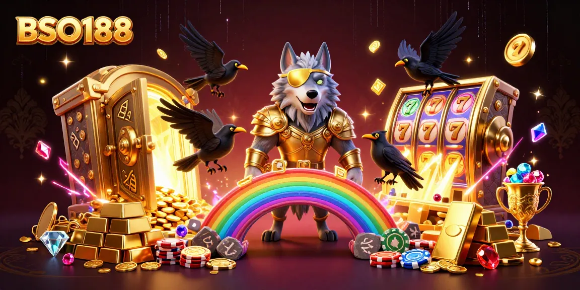 BSO188 welcomes players with stunning visuals of a Norse wolf and riches of the casino.