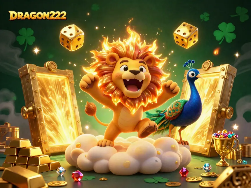 Experience DRAGON222's vibrant jackpot action featuring dazzling characters and treasures!