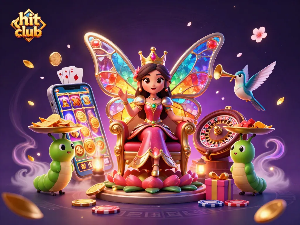 Experience gaming excitement at hit club with vibrant 3D digital illustration of casino elements.