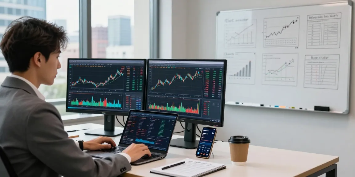Professional analyzing forex pbn links trends in a modern office.