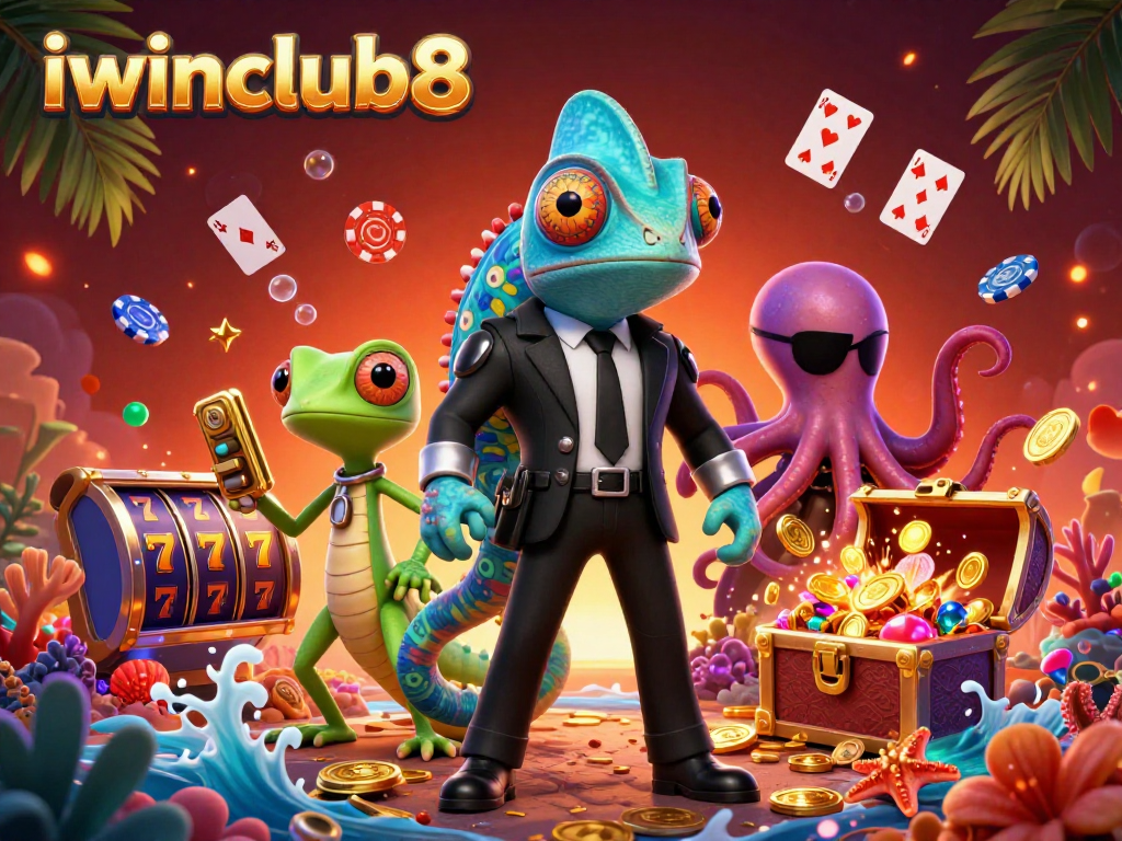 Spin the reels with iwinclub8’s exciting slot games featuring vibrant characters and treasure!