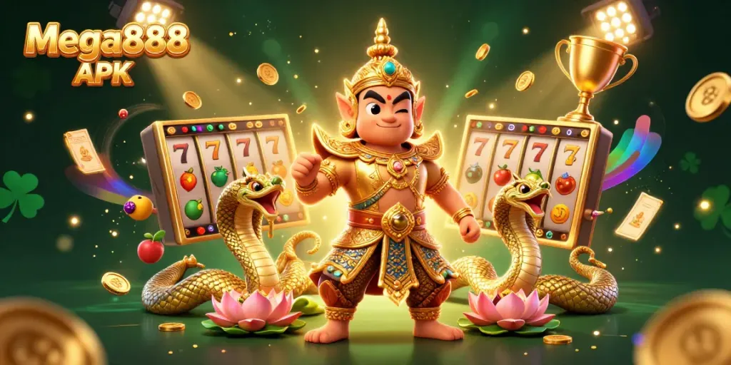 Experience exciting wins with the Mega888 APK showcasing vibrant slot game elements.