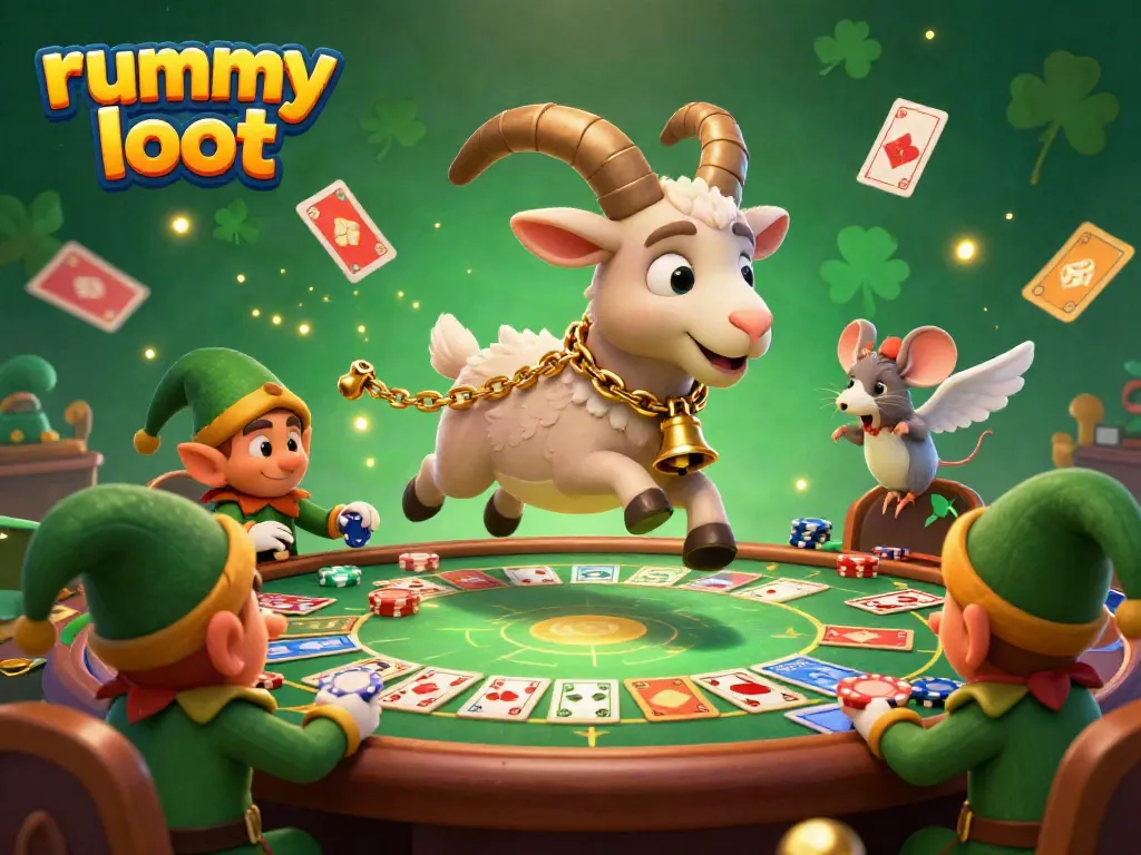 Engage in thrilling rummy gameplay with rummy loot, featuring cartoon characters in an action-filled casino.