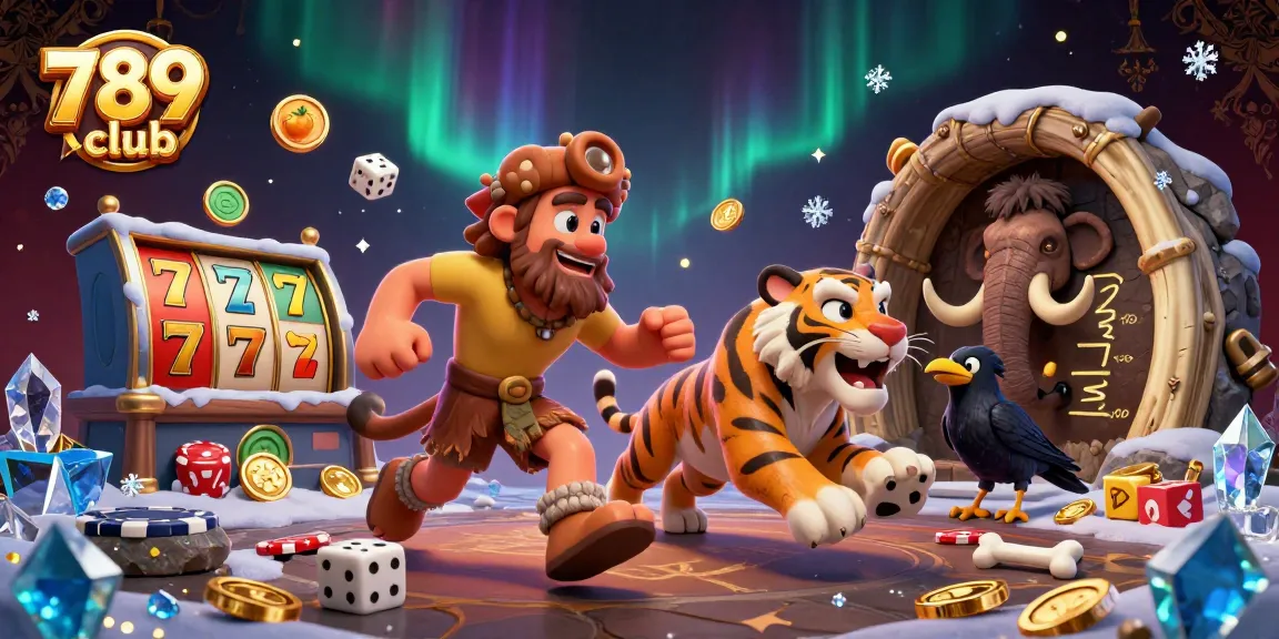 Celebrate wins at 789club's vibrant prehistoric casino with dynamic slot symbols and a lively atmosphere.