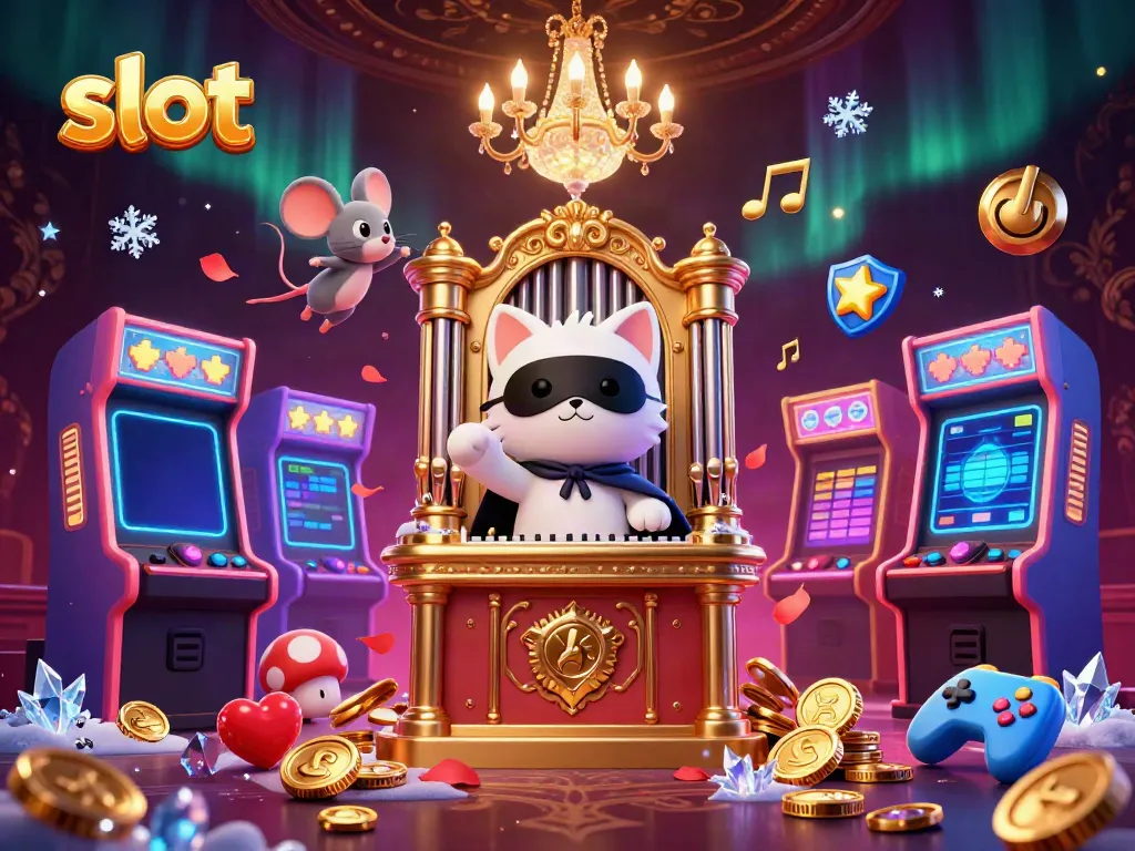 Spin the slot reels and win with this vibrant 3D casino scene showcasing luck and excitement.