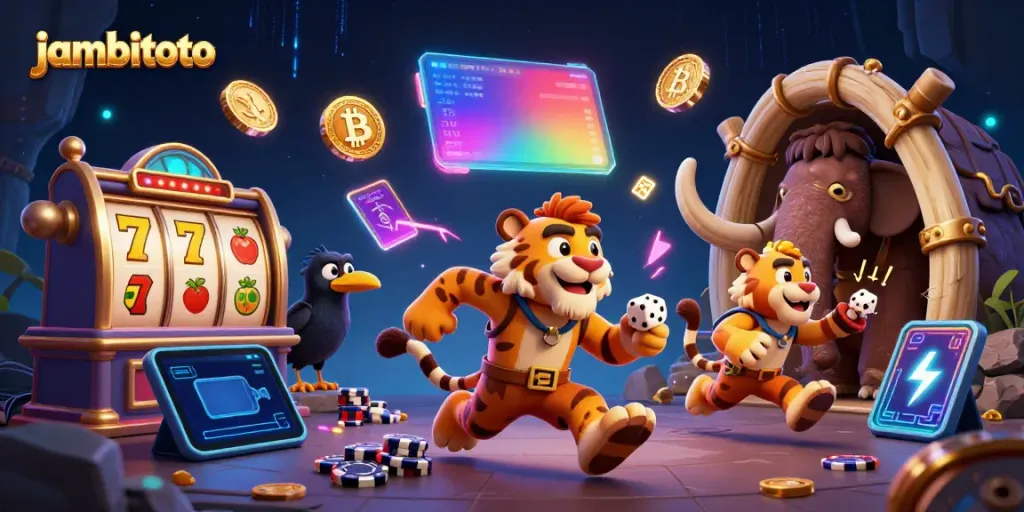 Experience thrilling gameplay with Jambitoto's advanced lottery experience illuminated by vibrant slot symbols.
