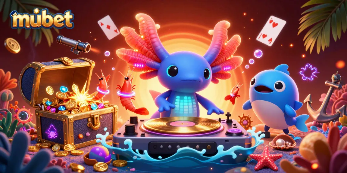 Join mubet's lively undersea casino experience with dancing axolotl DJ and glowing treasures.
