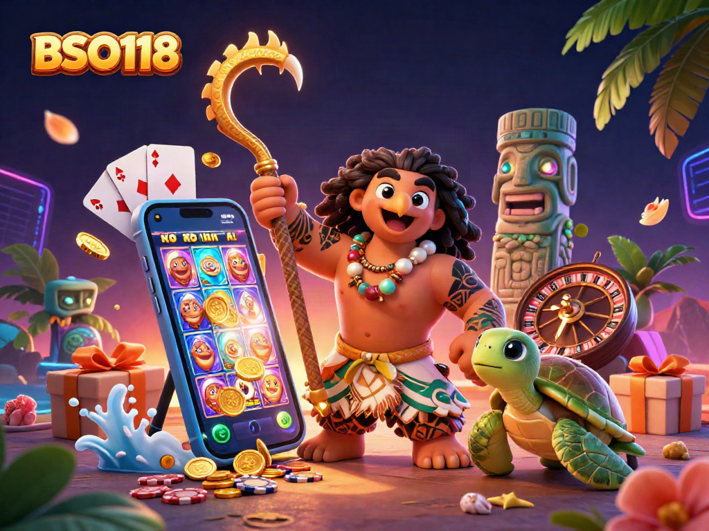 Engage with thrilling gaming action featuring BSO118's vibrant casino scene and characters.