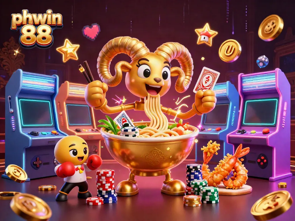 Experience phwin 88 excitement with a lively 3D scene of cartoon characters engaged in casino action.
