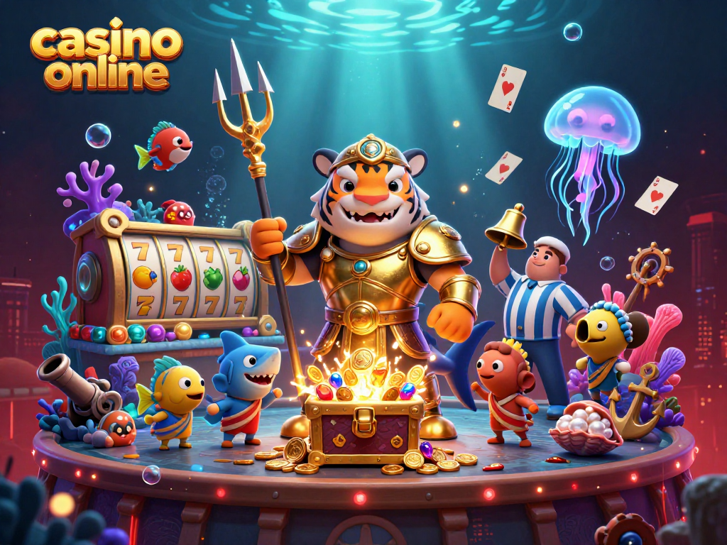 Experience thrilling casino online action with a shark gladiator and lively marine scenery.