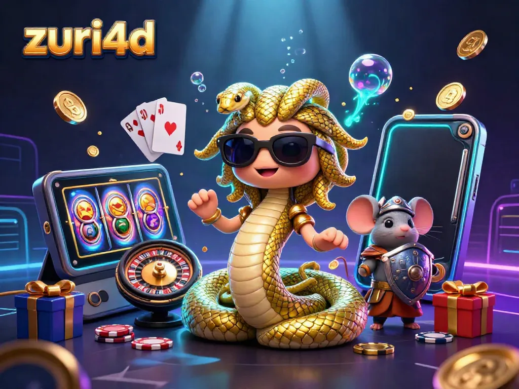 Mainkan angka keberuntungan di ZURI4D dengan ilustrasi Medusa dan mouse berbaju perang untuk pengalaman togel 4D yang menarik.