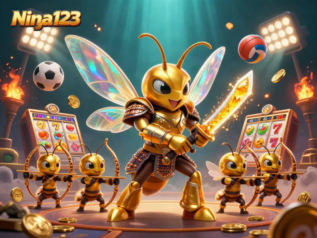 Ninja123 engages players with vibrant slots and sports elements in a thrilling casino atmosphere.