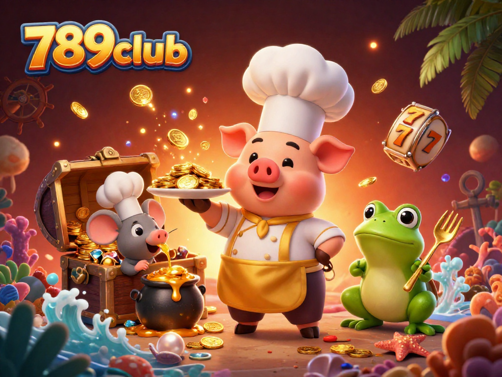 Chơi game slot tại 789club với các nhân vật hoạt hình vui nhộn và kho báu hào nhoáng