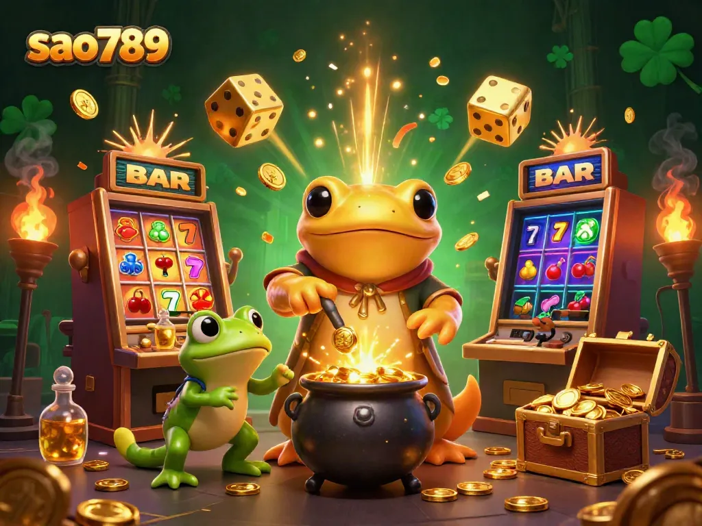 Experience the excitement of sao789 with a golden salamander in a lively casino scene.