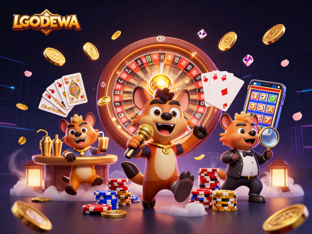Engage with LGODEWA at the lively comedy casino featuring hyenas, roulette, and dynamic gameplay!